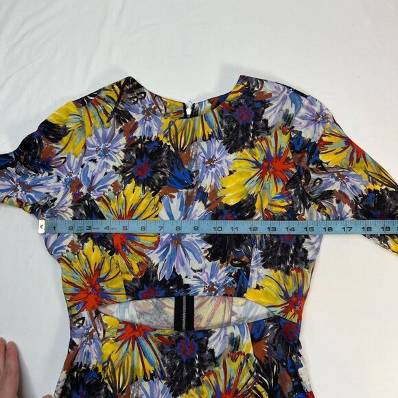 Suno Stretch Silk Floral Cut Out Sheath Dress Multicolor XS Party Cocktail - Picture 5 of 12